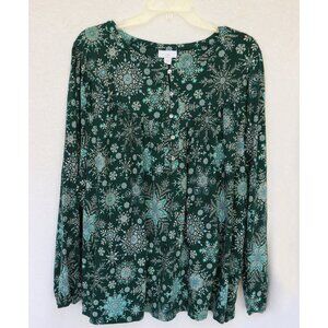 J. Jill green snowflake print top 4X